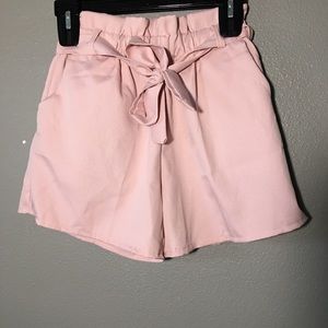 Pink paper bag shorts